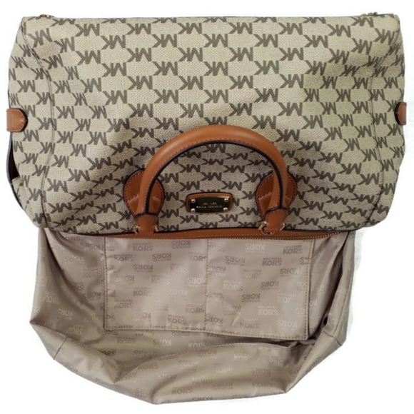 Michael Kors Grayson Large Convertible Satchel Bag MK Signature Logo PVC Natural - Picture 12 of 16